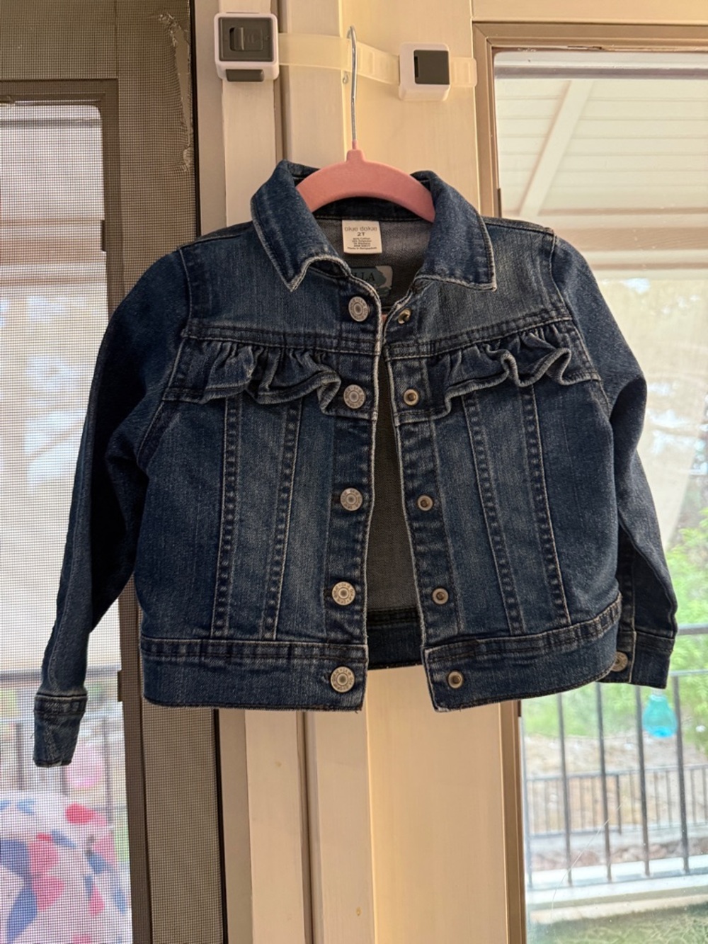 okie dokie Dark Blue Ruffle Jean Jacket